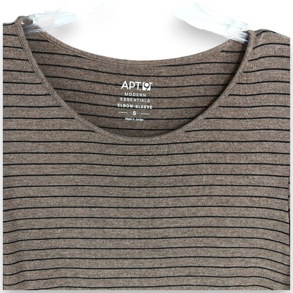 APT 9 Top- Women's- SMALL-Light Brown with Black Stripes-3/4 Sleeve-Pull over - Picture 5 of 7